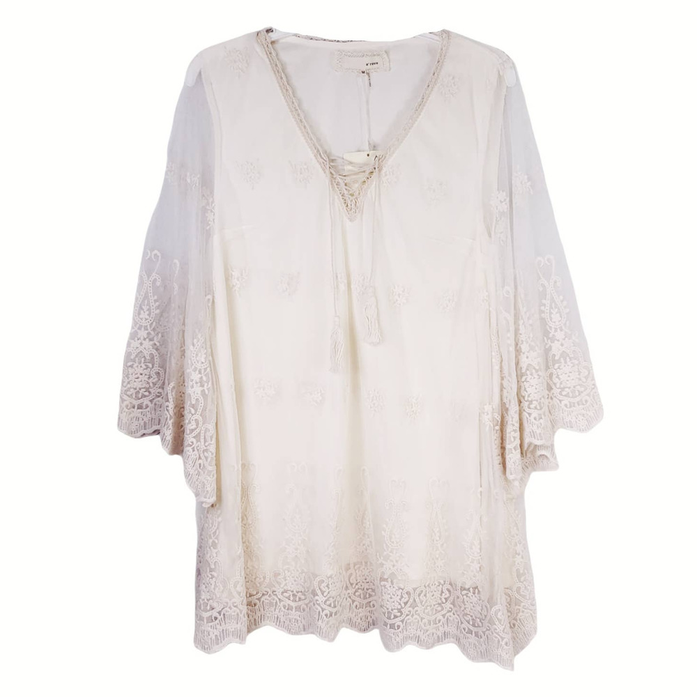 A'reve lace angel wing sleeve top NWT